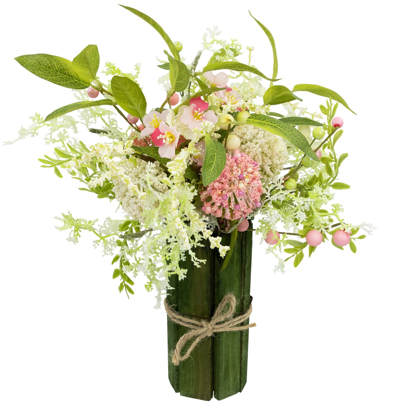 Northlight Hydrangea and Berry Floral Spring Bouquet - 14" - Pink